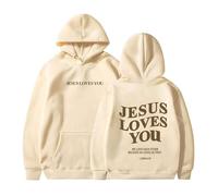 Jesus Loves You Hoodie Hoodie 2-12 Jahre Sweatshirt Buchstaben Druck Rundhalsausschnitt Kinder Mädchen Jungen Unisex bedruckte Langärmig Outdoor Kapuzen Religiöser Fe, beige, 3-4 años