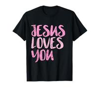 Jesus Loves You, Mensaje Rosa Desgastado, Cristiano Camiseta