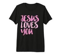Jesus Loves You, Mensaje Rosa Desgastado, Cristiano Camiseta Premium