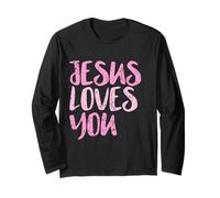 Jesus Loves You, Mensaje Rosa Desgastado, Cristiano Manga Larga