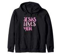 Jesus Loves You, Mensaje Rosa Desgastado, Cristiano Sudadera con Capucha