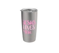 Jesus Loves You, Mensaje Rosa Desgastado, Cristiano Vaso térmico de acero inoxidable de doble pared