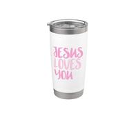 Jesus Loves You, Mensaje Rosa Desgastado, Cristiano Vaso térmico de acero inoxidable de doble pared