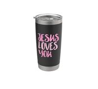 Jesus Loves You, Mensaje Rosa Desgastado, Cristiano Vaso térmico de acero inoxidable de doble pared