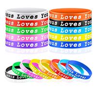 Jesus Loves You - Pulseras de goma de silicona coloridas Jesus Loves You pulseras de silicona para joyas novedosas de recuerdos de fiesta, 8 pulgadas, silicona, sin piedras preciosas