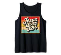 Jesus Loves You Retro Vintage Christian Men Women Kids Camiseta sin Mangas