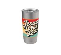 Jesus Loves You Retro Vintage Christian Men Women Kids Vaso térmico de acero inoxidable de doble pared