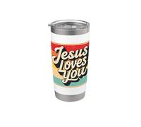 Jesus Loves You Retro Vintage Christian Men Women Kids Vaso térmico de acero inoxidable de doble pared