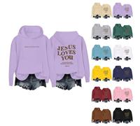 Jesus Loves You - Sudaderas con capucha de gran tamaño para mujer, sudaderas cristianas negras, de moda, de manga larga, básica, holgada, para adolescentes y niñas, Z03 Negro, 3XL