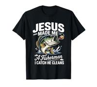 Jesus Made Me a Fisherman I Catch He Cleans Christian Bible Camiseta