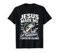 Jesus Made Me a Fisherman I Catch He Cleans Christian Bible Camiseta