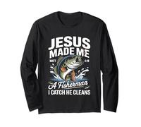 Jesus Made Me a Fisherman I Catch He Cleans Christian Bible Manga Larga