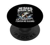 Jesus Made Me a Fisherman I Catch He Cleans Christian Bible PopSockets PopGrip Adhesivo
