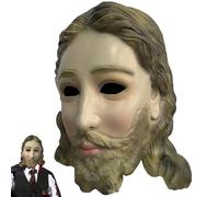 Jesus Mask Bearded Long Hair Jesus Costume Full Face Free Size Latex Mask Funny & Realistic Halloween for Cosplay, Role Play, Costume, Masquerade