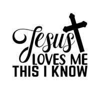 Jesús me ama, esto lo sé, archivo cortado Pegatinas de grabado 41x48.3cm No se cae Negro