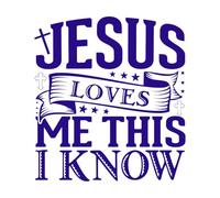 Jesús me ama, esto lo sé. Calcomanías de grabado 67.2x73.4cm No se cae Azul oscuro