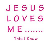 Jesús me ama, esto lo sé. Calcomanías de pared de PVC 54.6x58.2cm Removible sin dejar pegamento Rosa roja