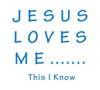 Jesús me ama, esto lo sé. Calcomanías de pared de PVC 67.2x71.7cm Decoración de tiendas Azul