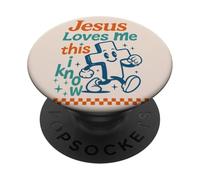 Jesús Me Ama Esto Sé Retro Cristiano PopSockets PopGrip Adhesivo