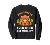 Jesús me ama Incluso Cuando Estoy Moody Highland Cow Sudadera
