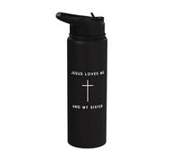 Jesús Me Ama Y Mi Hermana Minimalista Cristiano Religioso Stainless Steel Insulated Water Bottle