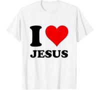 Jesús me ama yo Amo a Jesús Camiseta para Hombres y Mujeres Regalo Cristiano religión fe Casual de Manga Corta Tipo pulóver