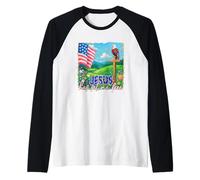 Jesús me ha liberado, bandera de American Eagle Camiseta Manga Raglan
