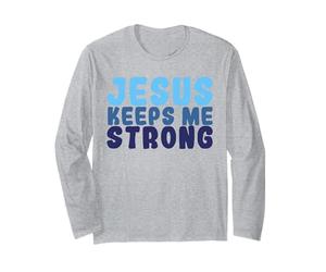 Jesús Me Mantiene Fuerte Cristiano Niño Fe Dios Cristianismo Manga Larga