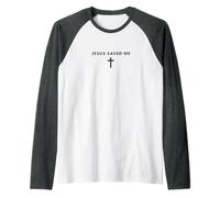 Jesús Me Salvó Minimalista Fe Jesús Cool Christian Camiseta Manga Raglan