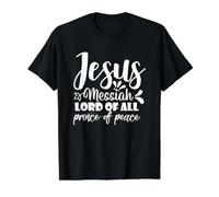 Jesús Mesías Señor De Todos Príncipe De Paz Fe Cristiana Camiseta gráfica económica, Hombre, Negro, S