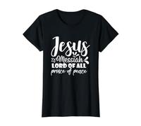 Jesús Mesías Señor De Todos Príncipe De Paz Fe Cristiana Camiseta gráfica económica, Mujer, Negro, M