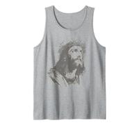 Jesús Mirando hacia arriba Retrato Silueta Cristo es Rey Camiseta sin Mangas