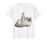 Jesús Monta Gato Ragdoll Humor para Amantes Cristianos Camiseta