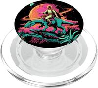 Jesús Montando en el Espacio T-Rex Dinosaur Meme Sci-Fi Creyentes PopSockets PopGrip para MagSafe