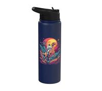 Jesús montando en el espacio T-Rex Dinosaur Meme Sci-Fi Creyentes Stainless Steel Insulated Water Bottle