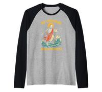 Jesus My Lifeguard Camina sobre el Agua Diversión para Hombre fe Cristiana Camiseta Manga Raglan