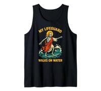 Jesus My Lifeguard Camina sobre el Agua Diversión para Hombre fe Cristiana Camiseta sin Mangas