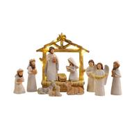 Jesus Nativity Set Holy Family Statue - 12 Pieces Christmas Manger Scene Figurine Collection, Hand Painted Resin Ornament with Angel Shepherds Animals | Holiday Home Bedroom Fireplace Indoor Parties