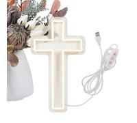 Jesus Neon Sign - Acrylic Cross Neon Sign, Home Decoration Lamp with Vibrant Glow, Catholic Wall Accent, Apartment Living Room Bedroom Decor, Office Entryway Bar Accessory for Meditation Gatherings