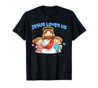 Jesús Nos ama Cristianos niños fe Cristianismo Lindo Garabato Camiseta