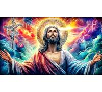 Jesús-on-The-Cross Juegos educativos 1000 Piezas Juego de Puzzle para Adultos Decoración Mural y Regalos para Adultos y niños 70x50cm/1000pcs