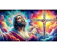 Jesús-on-The-Cross Puzzle para Adultos 1000 Piezas Papel Reciclado Desafío de Juego Educativo para decoración Mural y Regalos 70x50cm/1000pcs