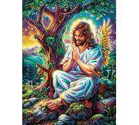 Jesús orando bajo el árbol Puzzle 300 Piezas Aliviar Estrés 3D Mitos fantásticoss Rompecabezas Familiar para Hombres Y Mujeres Obra De Arte Decorativo Hogar 300 PCS