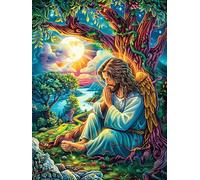 Jesús orando bajo el árbol Puzzle 500 Piezas Aliviar Estrés 3D Mitos fantásticoss Rompecabezas Familiar para Hombres Y Mujeres Obra De Arte Decorativo Hogar 500 PCS