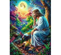 Jesús orando en el Bosque a la luz de la Luna Rompecabezas 1000 Piezas Cartón para Toda La Familia Ocio Tranquilo En Casa Alivio Ansiedad Decoración Artística Detalle Regalo 1000 PCS