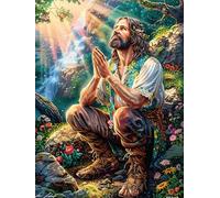 Jesús orando en el jardín de montaña Puzzle 1000 Piezas Educativo Familiar Interactivo Pintura al óleo Animal-Planta Rompecabezas 3D para Toda La Familia Aliviar Estrés Decoración Hogar Portátil 1000