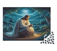 Jesús Orando Luz de Luna 1000 Piezas Cartón Resistente Rompecabezas Premium Amantes De La Familia Alivio del Estrés Regalos Paquete De Valor 38x26cm/1000pcs