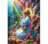 Jesús orando Puzzle 500 Piezas Cartón Blanco Premium para Expertos Cuentos de Hadas de Animales Salvajes fantásticos Vacaciones Fines Semana Hobby Y Ocio Regalo Navideño 500 PCS