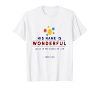 Jesús, Pan de Vida, Esperanza inspiradora, impresión Cristiana Camiseta gráfica económica, Hombre, Blanco, L