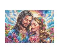 Jesús Pareja Enamorada fe Religiosa Espiritual Puzzles 1000 Piezas Moderno Decorativo Minimalista Happy Time Rompecabezas Familiar para Hombres Y Mujeres Aliviar Estrés Maquetas Construir 1000 PCS